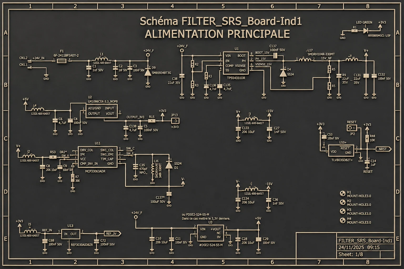 Schéma de l'alimentation principale du projet Conception PCB.