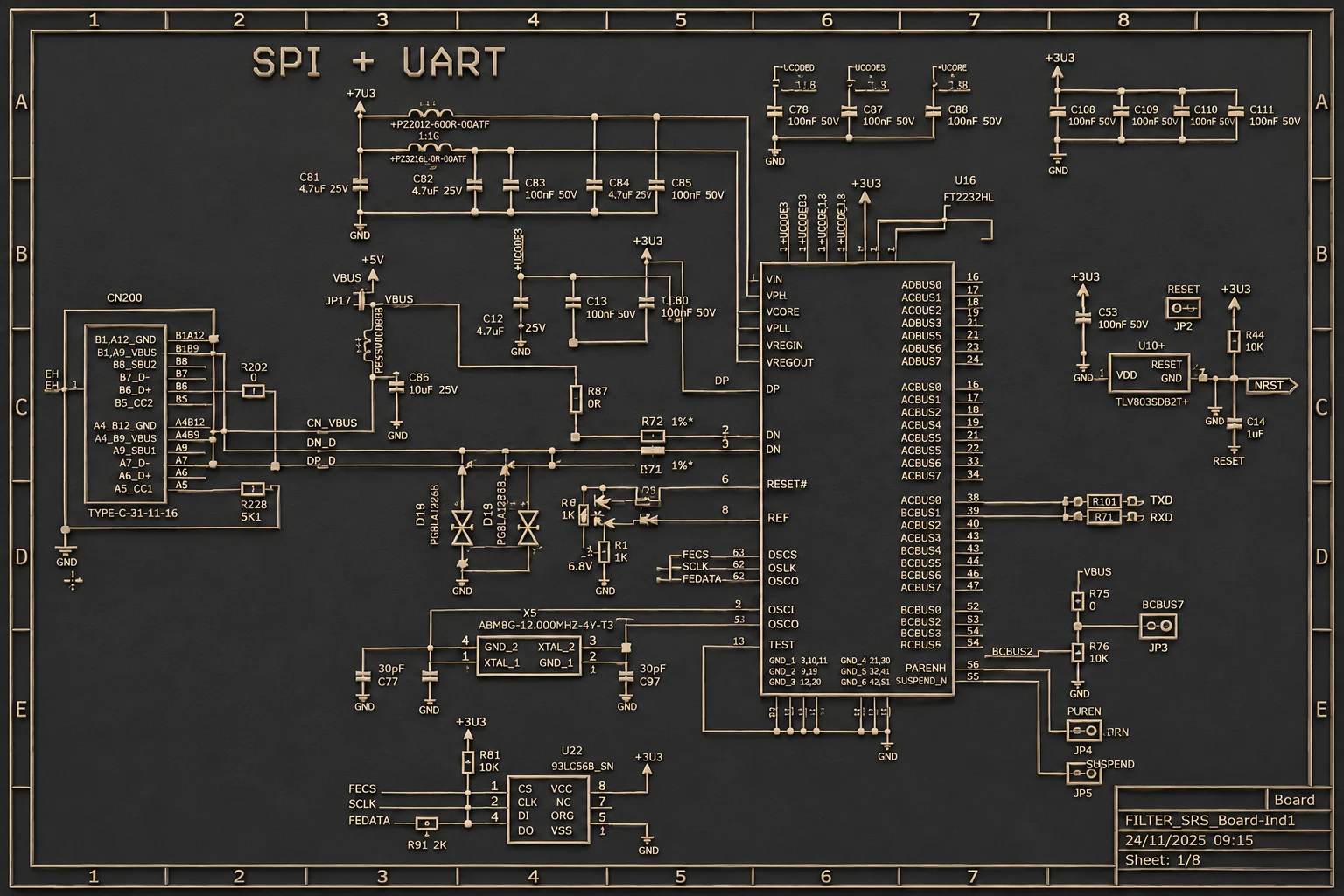 Schéma SPI et UART du PCB.