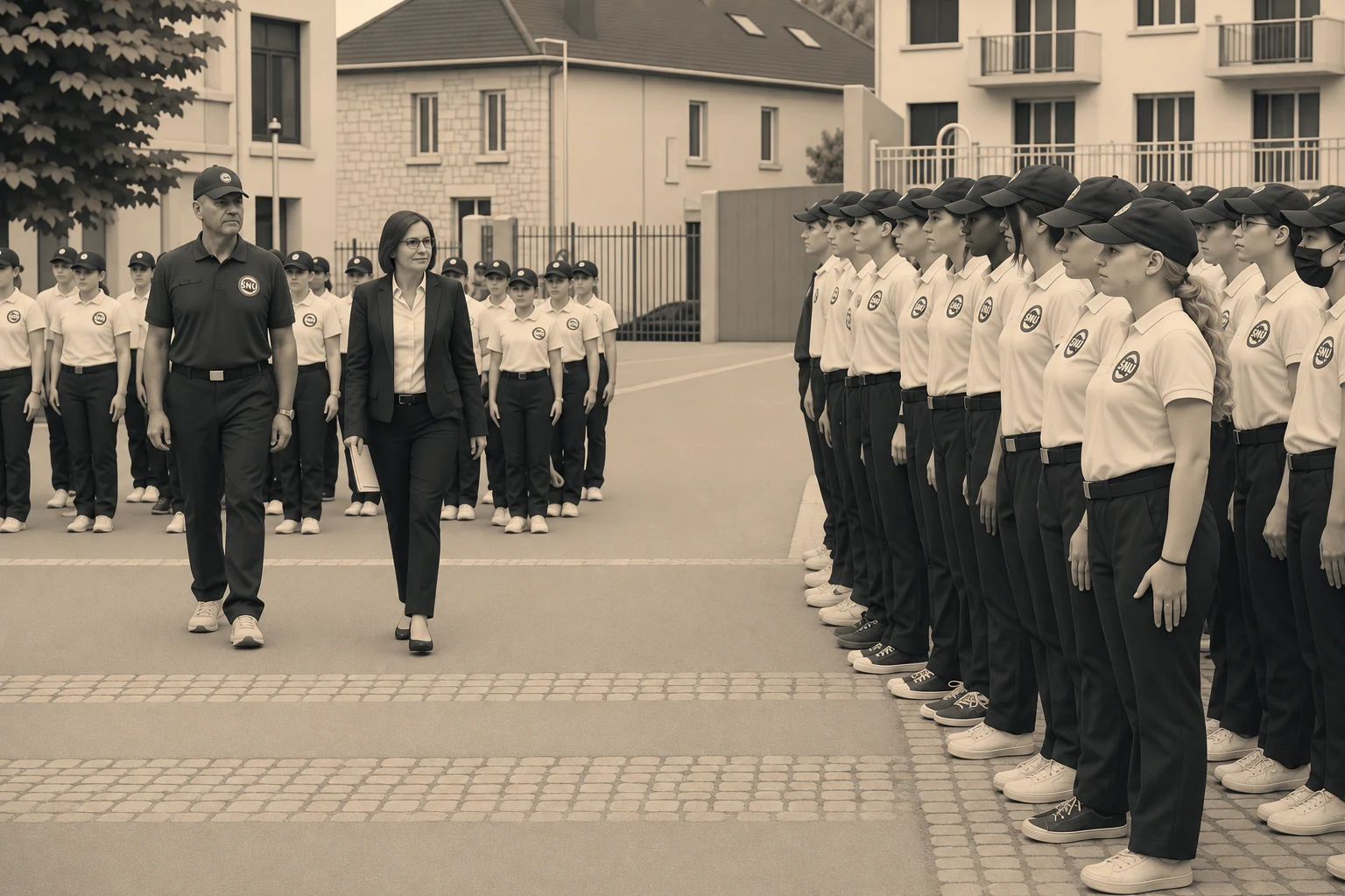 Groupe de jeunes du SNU en formation lors d'un rassemblement.